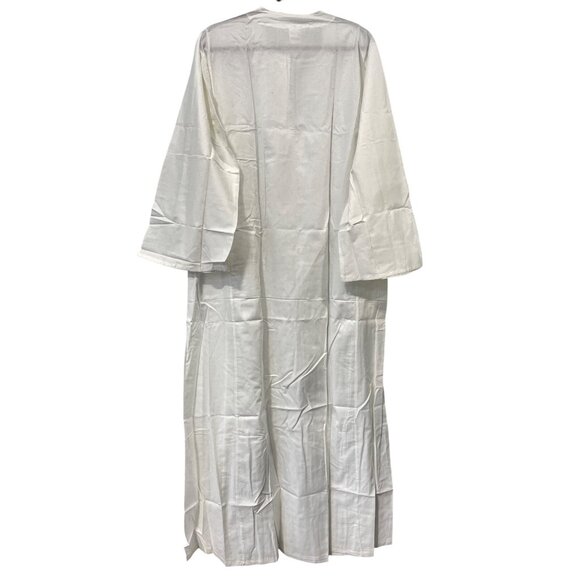 Moustafa Long Thobe Kaftan Size XXL Long Sleeve White Egyptian Cotton Breathable - Picture 2 of 6